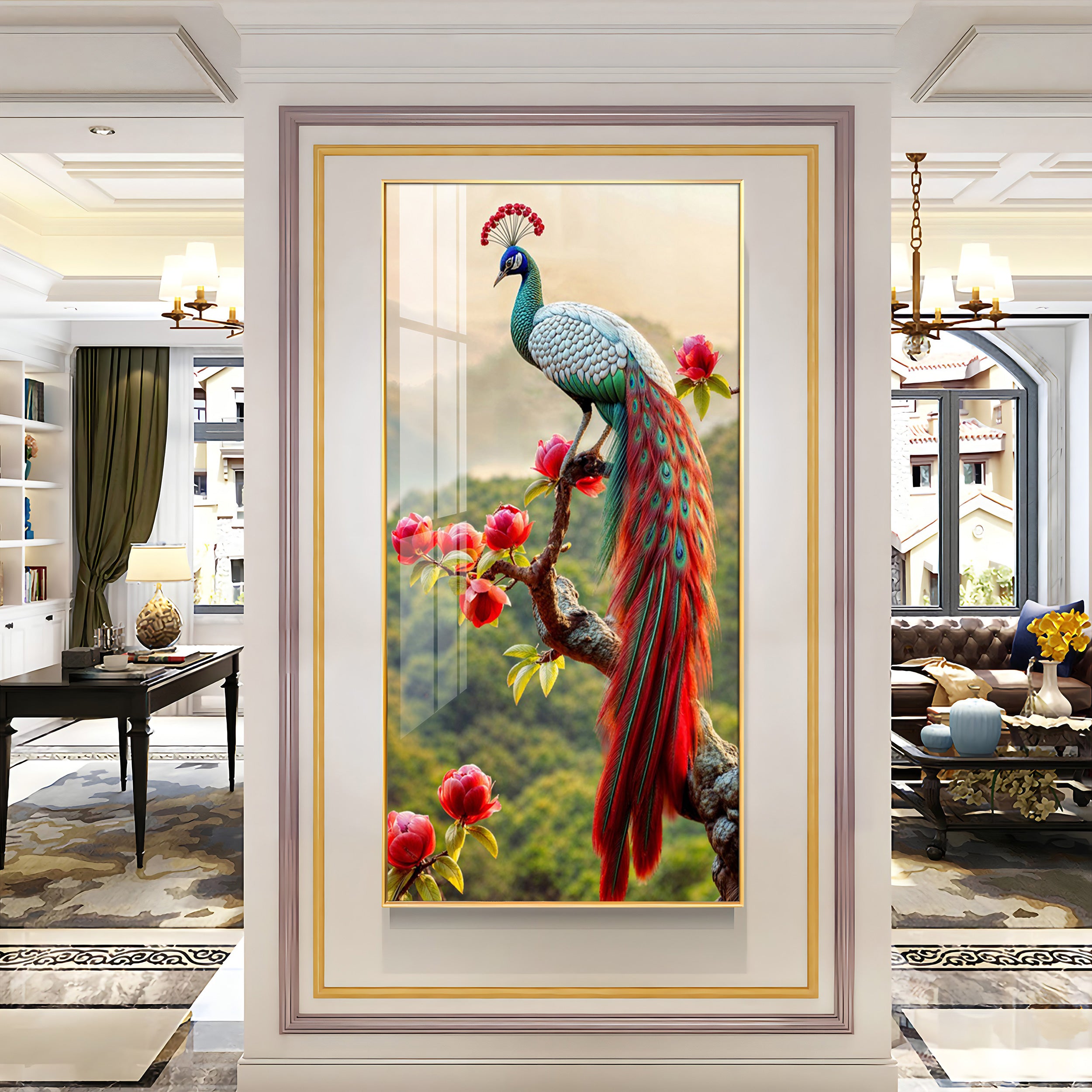 The Peacock Artistry Premium Acrylic Vertical Wall Art