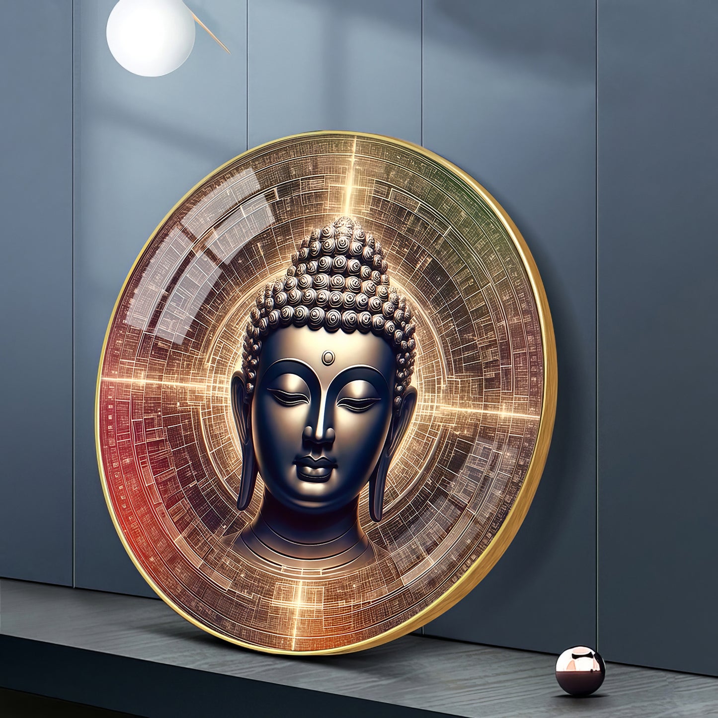 Golden Buddha Aura Premium Acrylic Round Wall Art