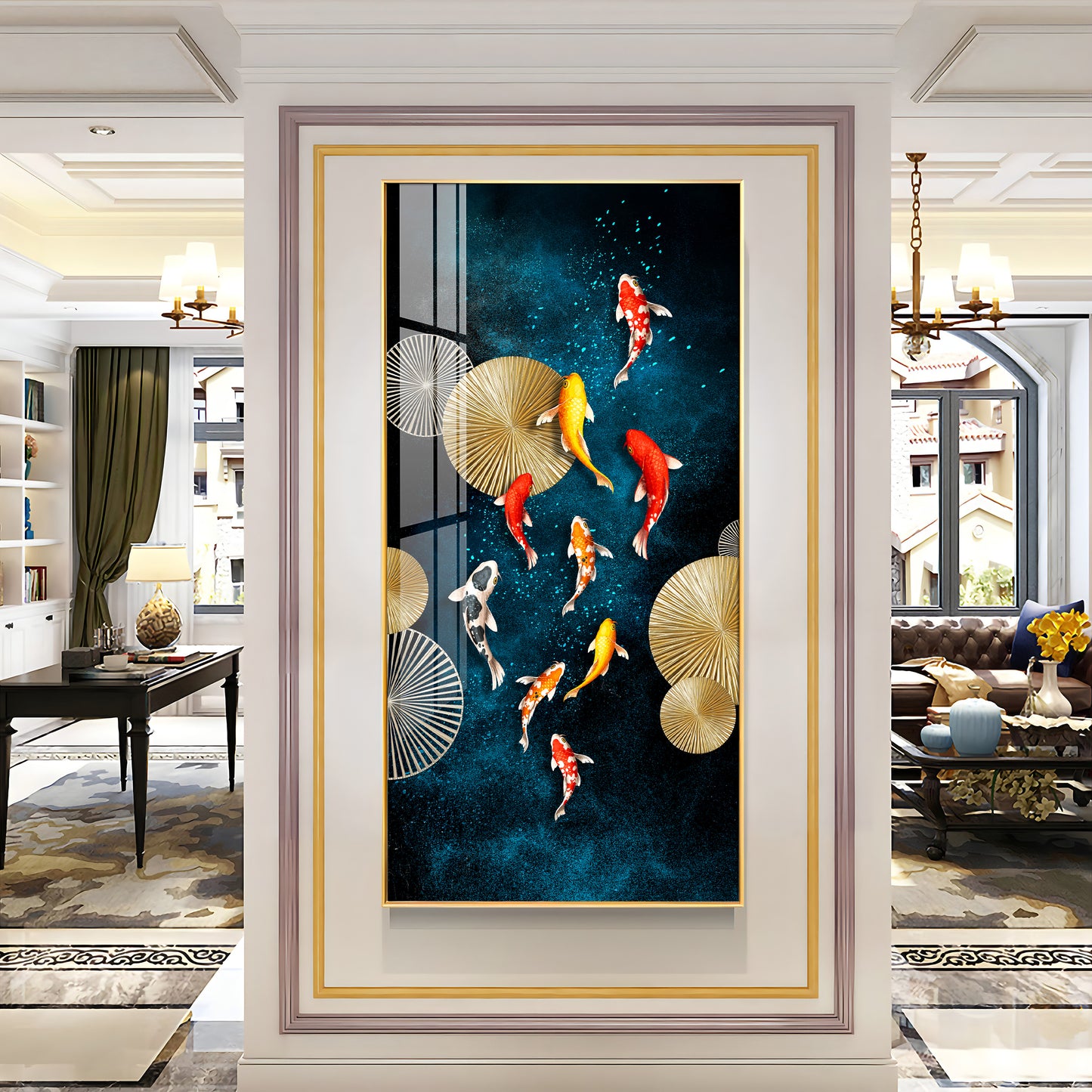 Colourful Koi Fish Premium Acrylic Vertical Wall Art