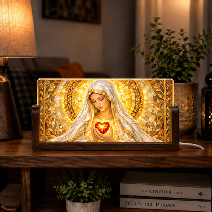 Golden Mary Acrylic LED Table Lamp - Wooden Stand