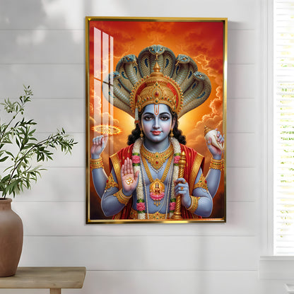 Lord Vishnu Premium Acrylic Vertical Wall Art