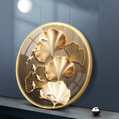 Golden Fusion Petal Premium Acrylic Round Wall Art