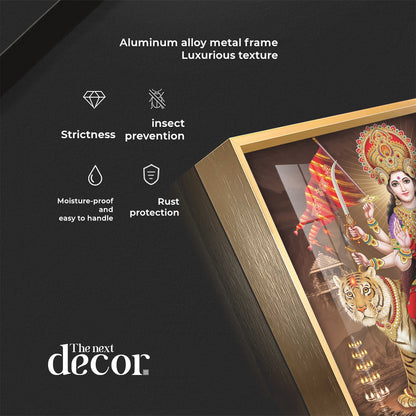 Divine Aura Of Maa Durga Premium Acrylic Square Wall Art