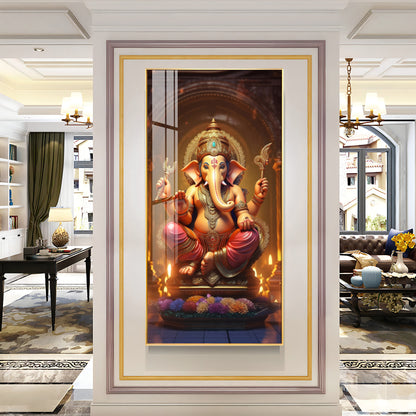 Jai Shree Ganesh Premium Acrylic Vertical Wall Art