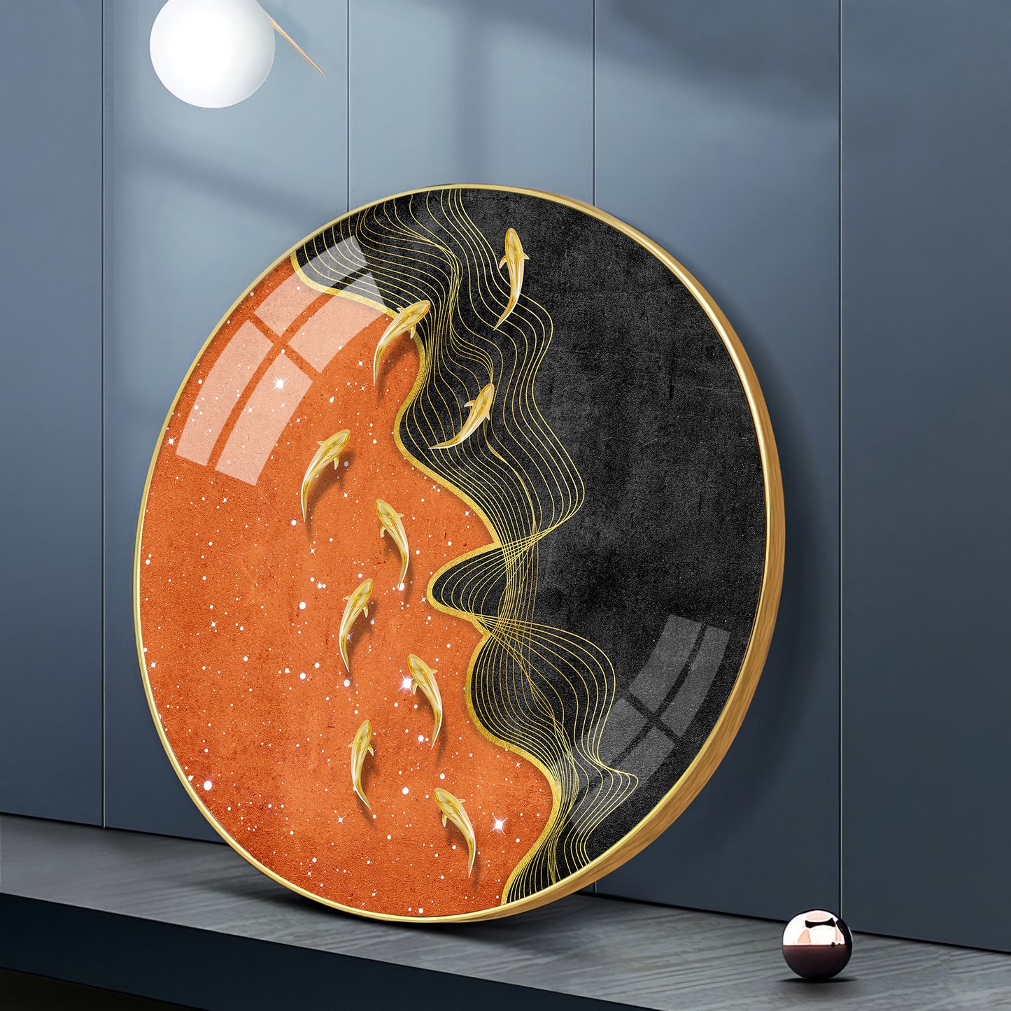 Goldfish Delight Premium Acrylic Round Wall Art
