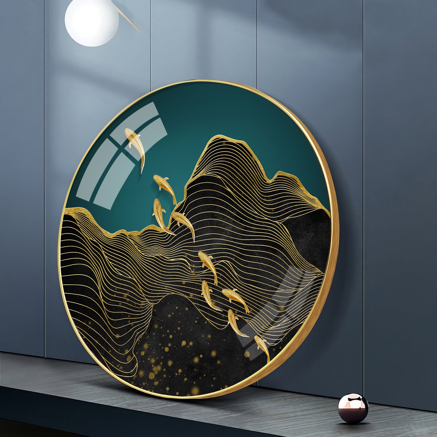 Black Wave Majesty Premium Acrylic Round Wall Art