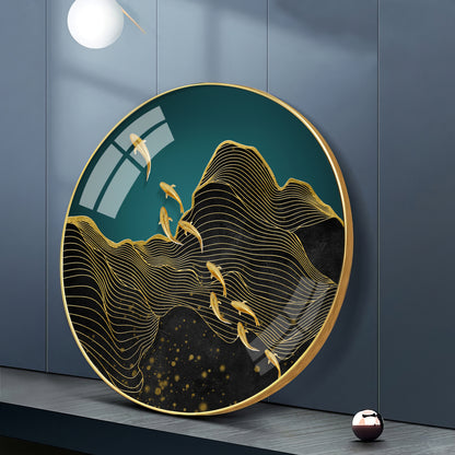 Black Wave Majesty Premium Acrylic Round Wall Art