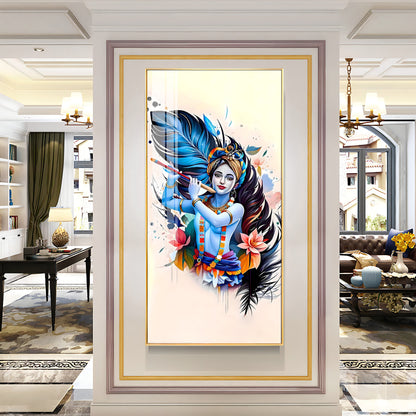 Colorful Krishna Premium Acrylic Vertical Wall Art