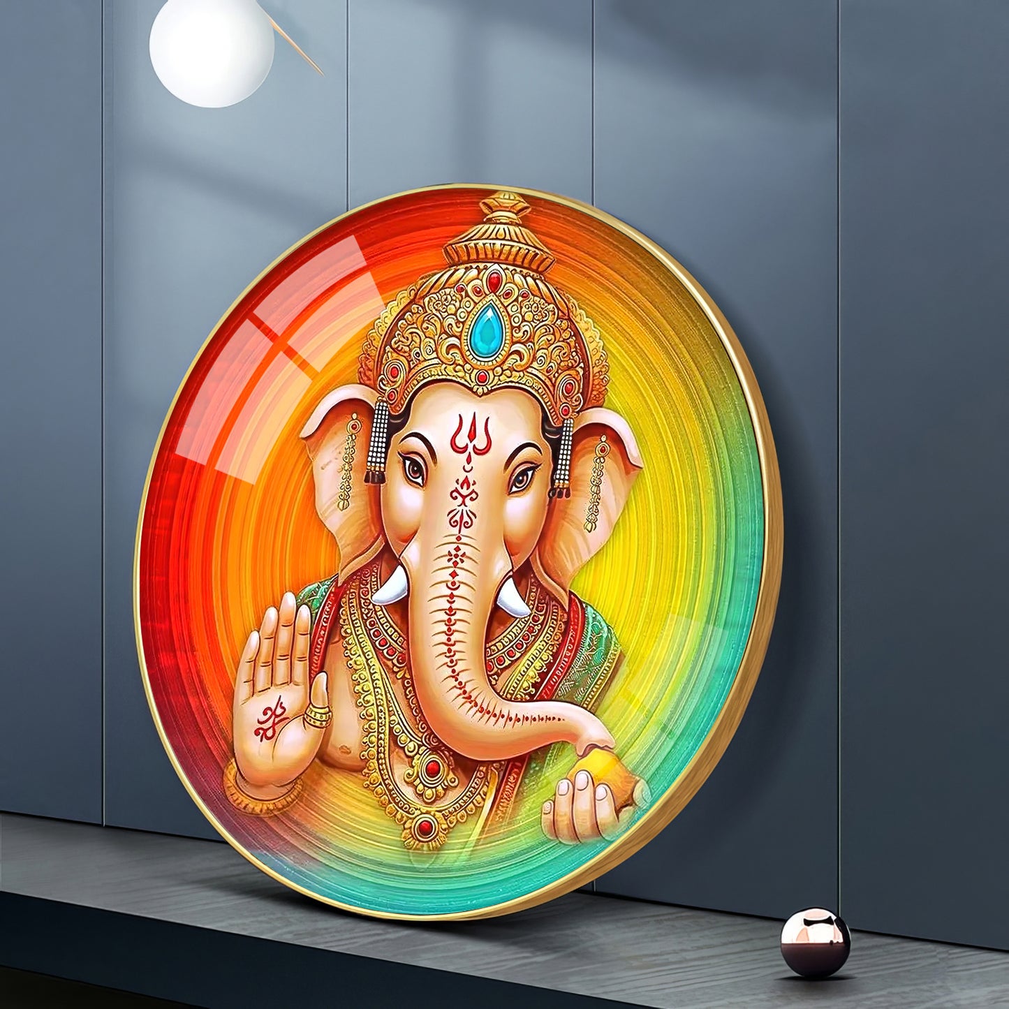 Lord Ganesha Premium Acrylic Round Wall Art