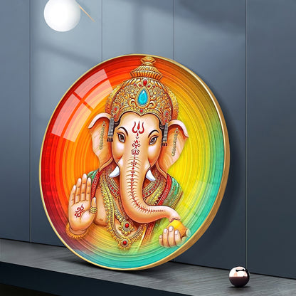 Lord Ganesha Premium Acrylic Round Wall Art