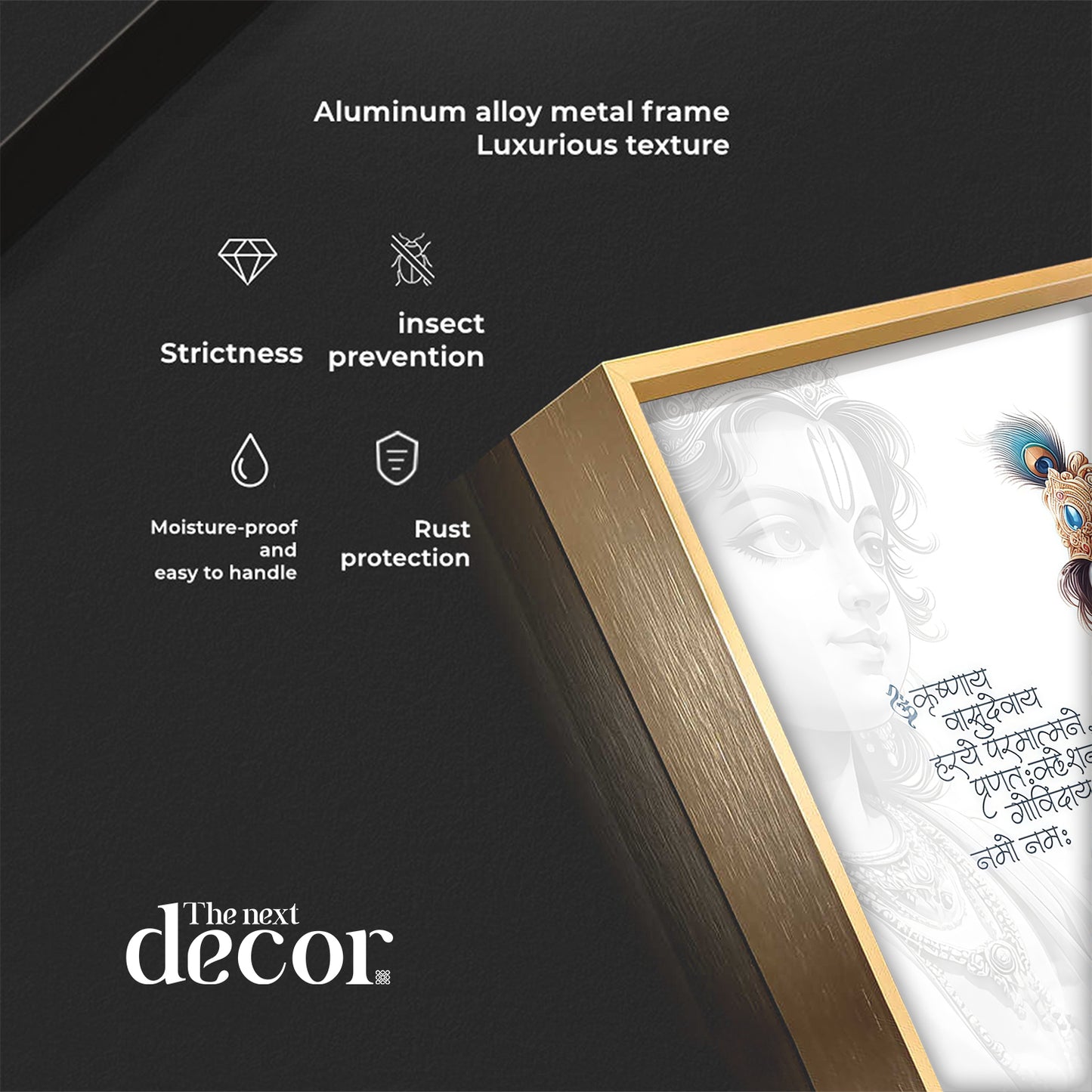 Krishna With Powerful Mantra Premium Acrylic Square Wall Art