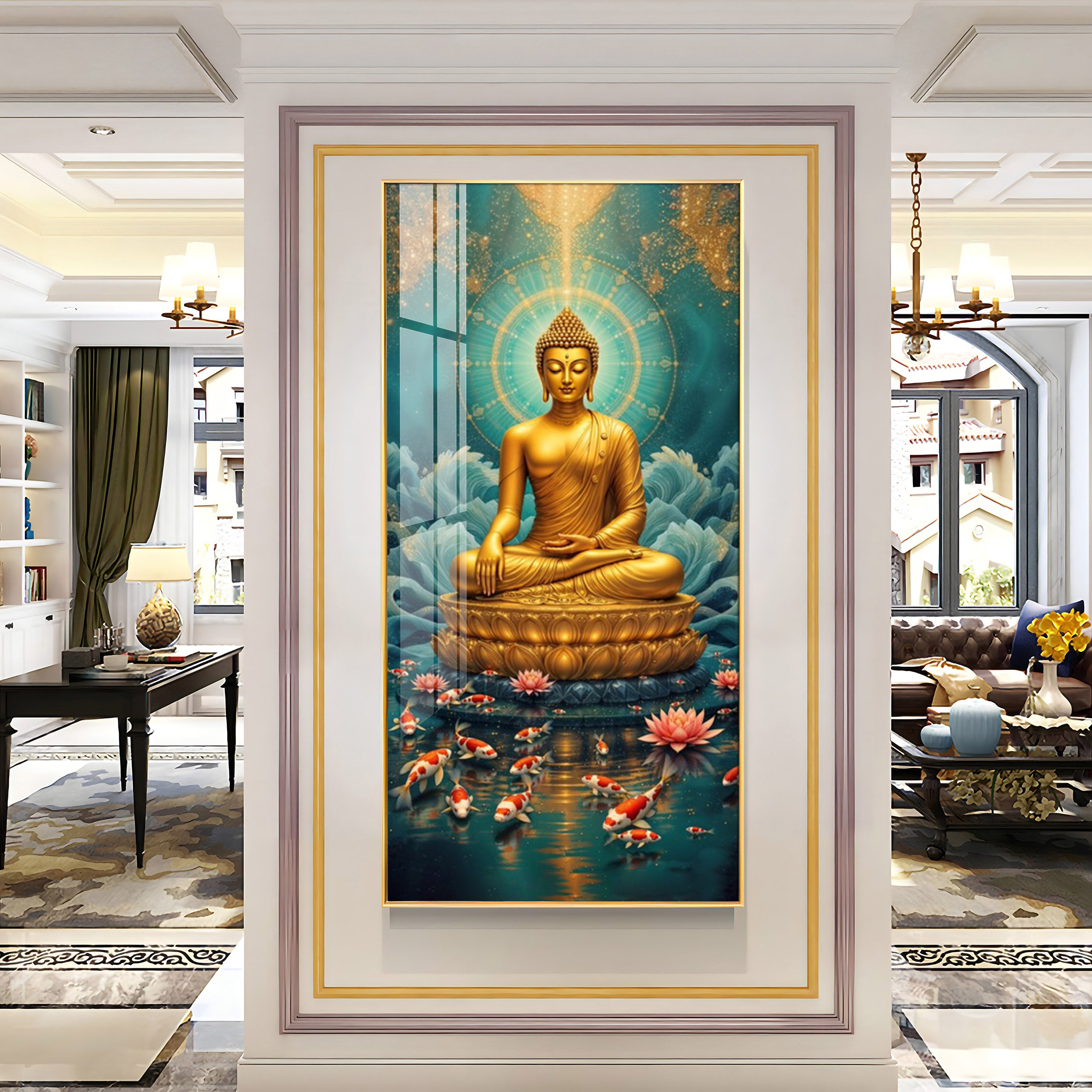 Calm Buddha Musing Premium Acrylic Vertical Wall Art