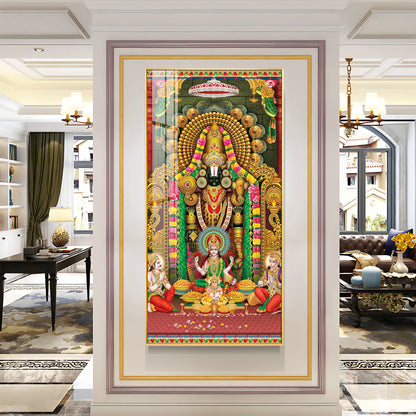 Lord Venkateswara With Lakshmi Ji Premium Acrylic Vertical Wall Art