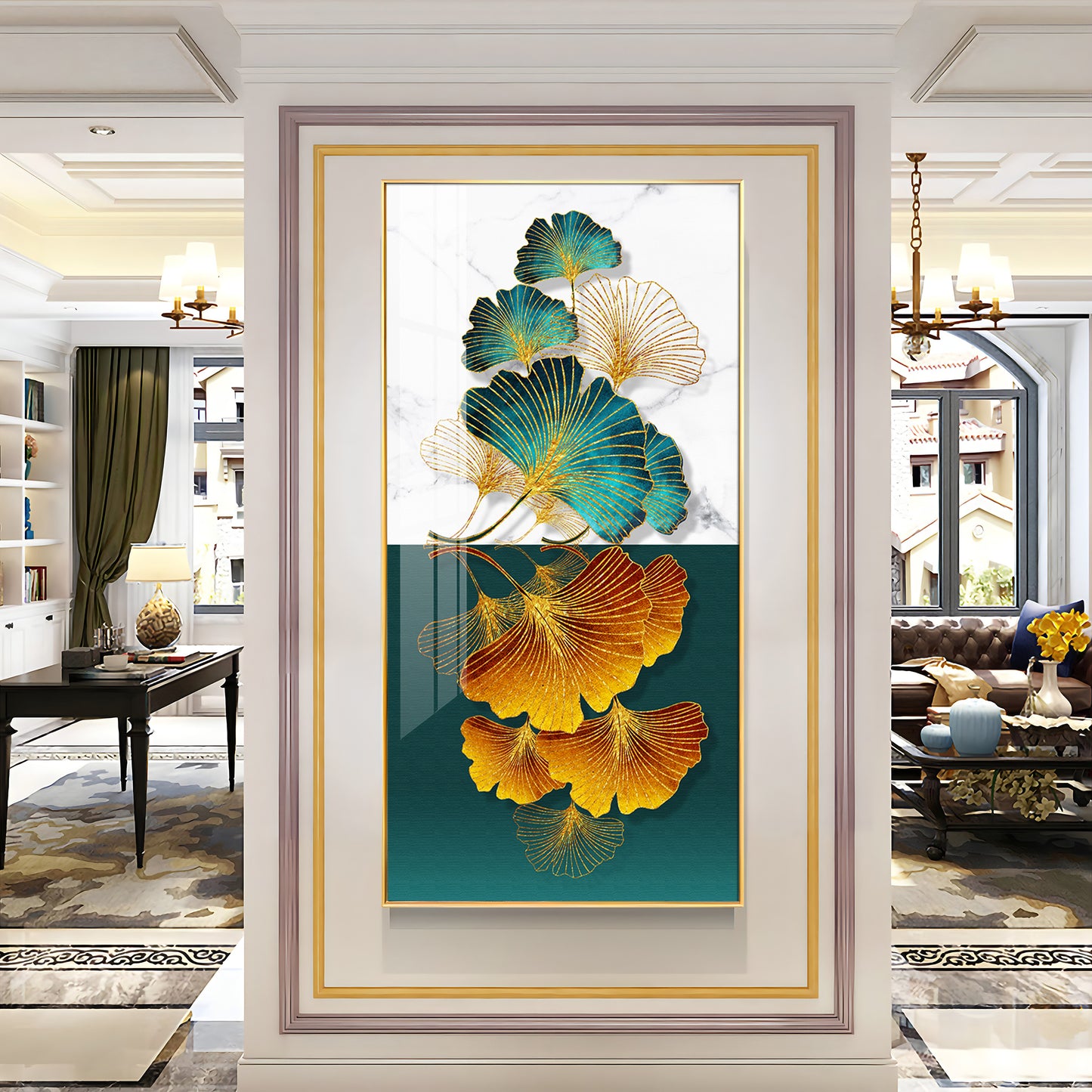 Simple Ginkgo Leaf Light Luxury Premium Acrylic Vertical Wall Art