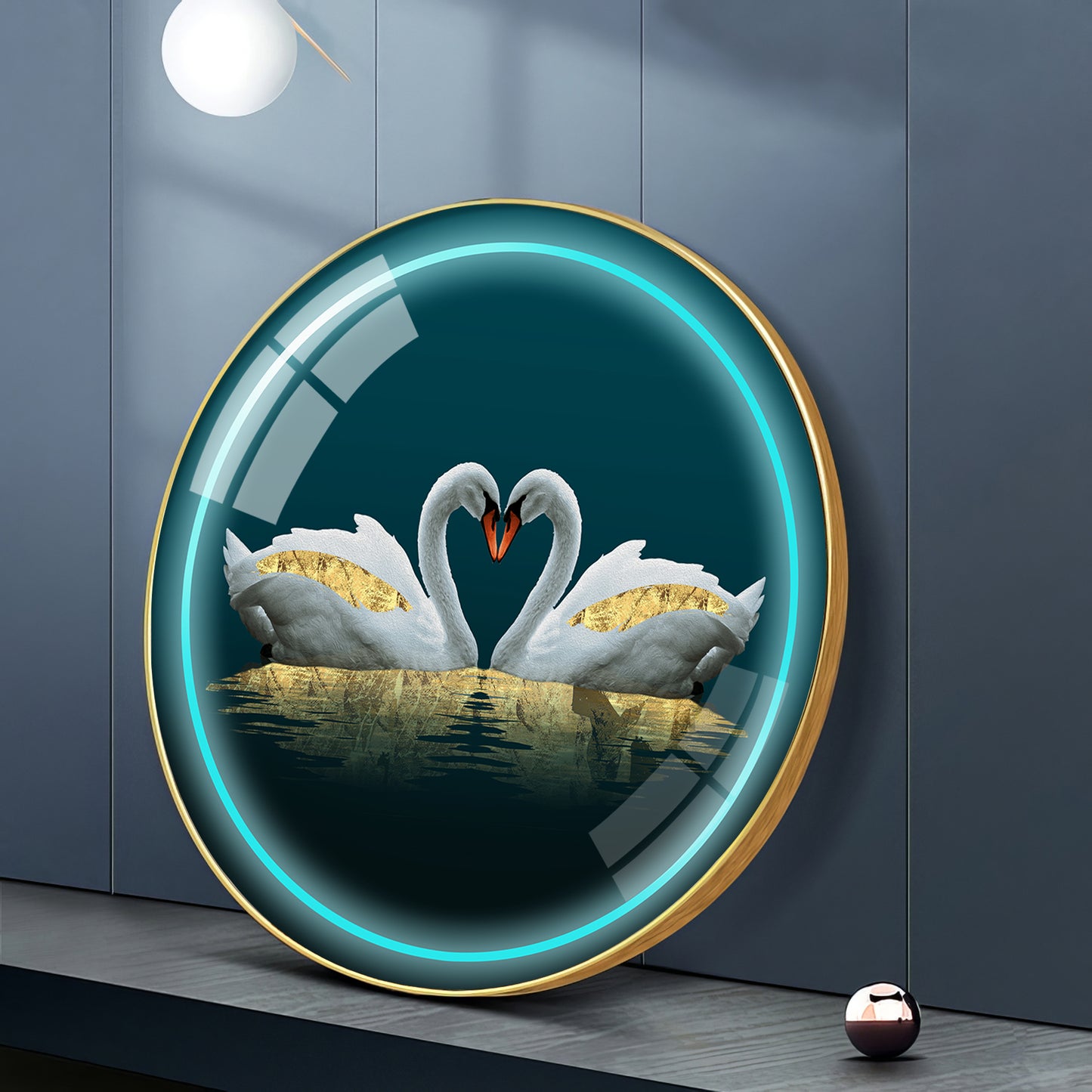 Swan Symphony Premium Acrylic Round Wall Art