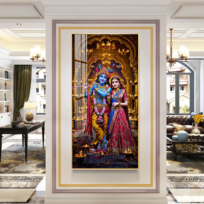 Krishna's Feast of Love Premium Acrylic Vertical Wall Art