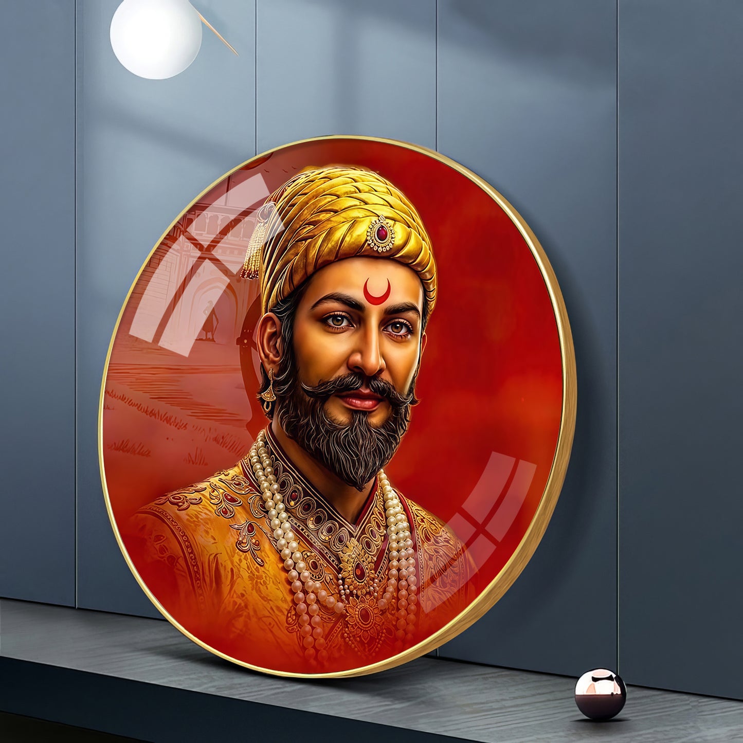 Shivaji Maharaj Premium Acrylic Round Wall Art