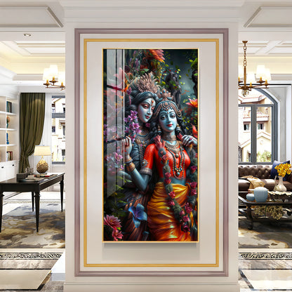 Radha Krishna Love Premium Acrylic Vertical Wall Art