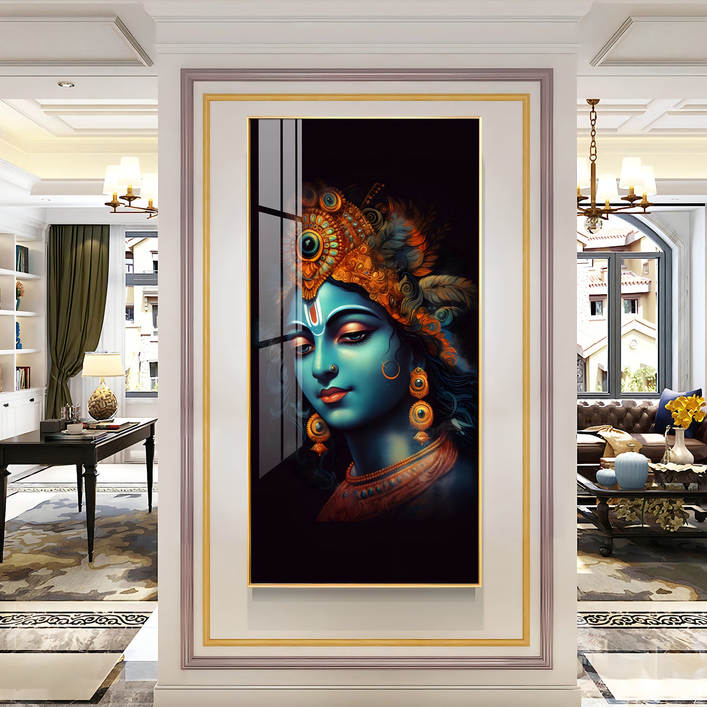 Lord Shree Krishna Premium Acrylic Vertical Wall Art