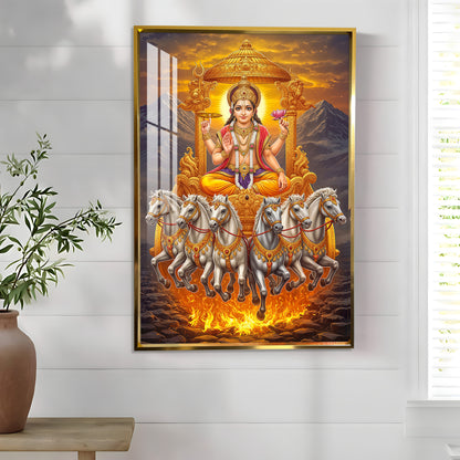 Divine Surya Dev Premium Acrylic Vertical Wall Art