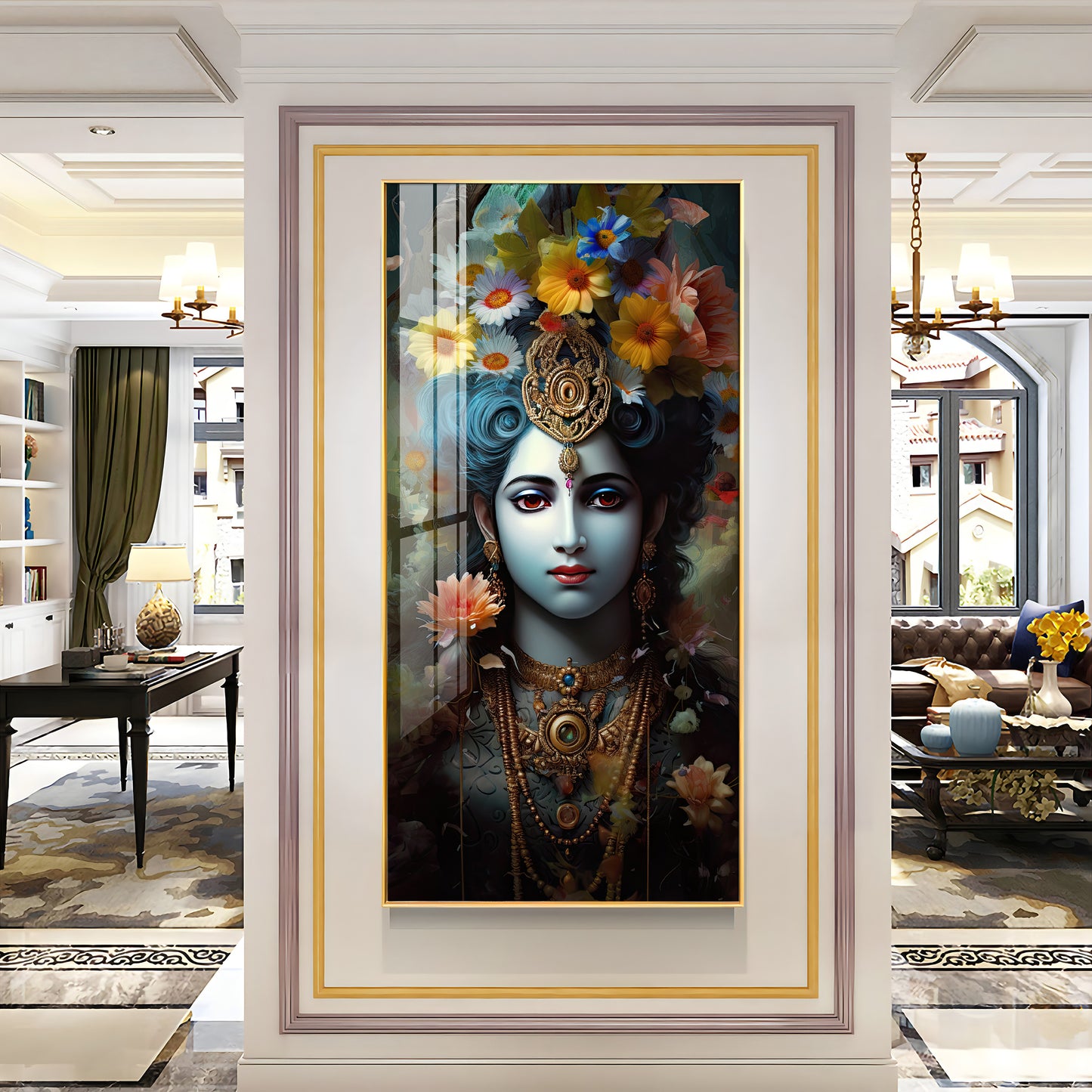 Jai Shree Krishna Premium Acrylic Vertical Wall Art