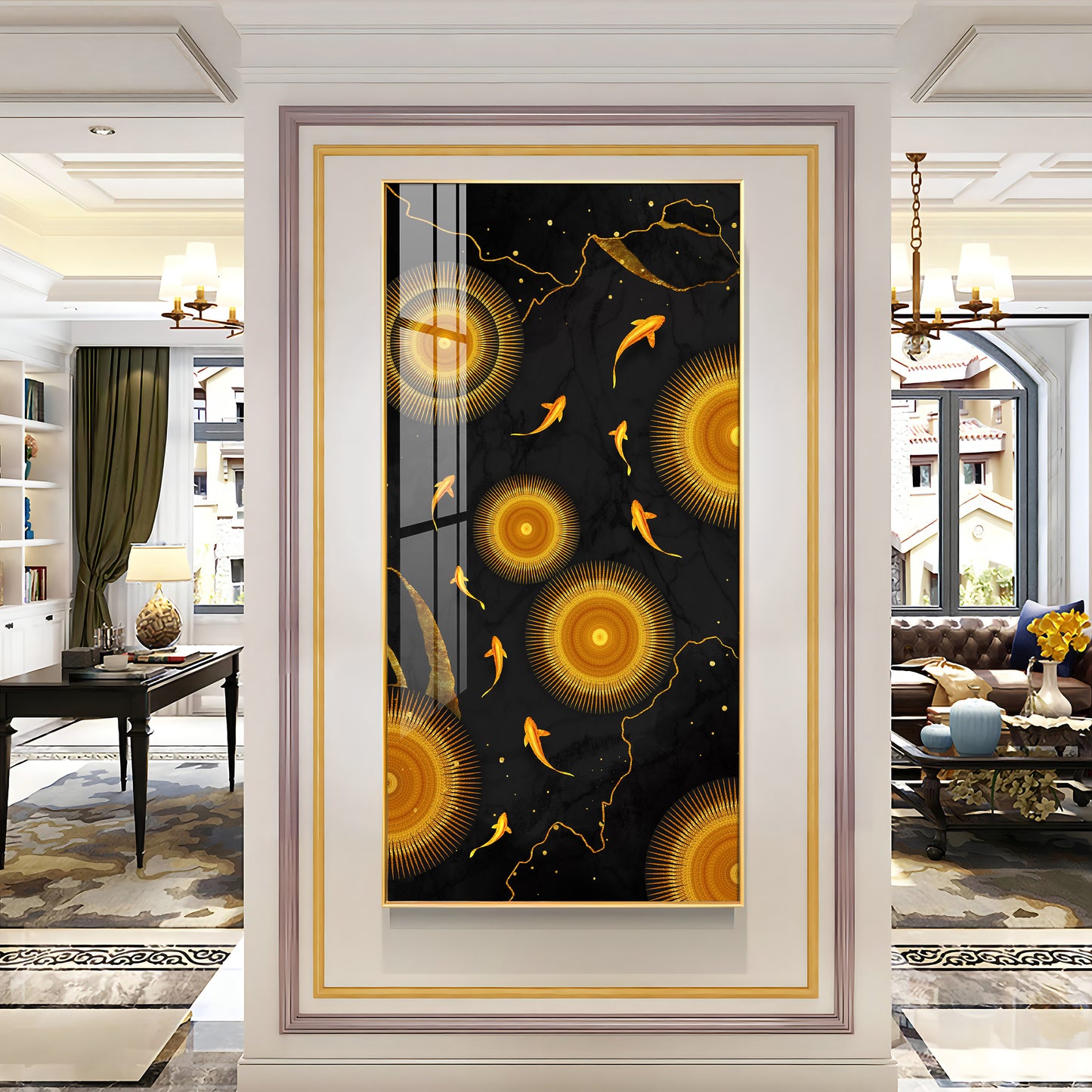 Golden Desire Premium Acrylic Vertical Wall Art