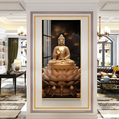 Buddha On Lotus Premium Acrylic Vertical Wall Art