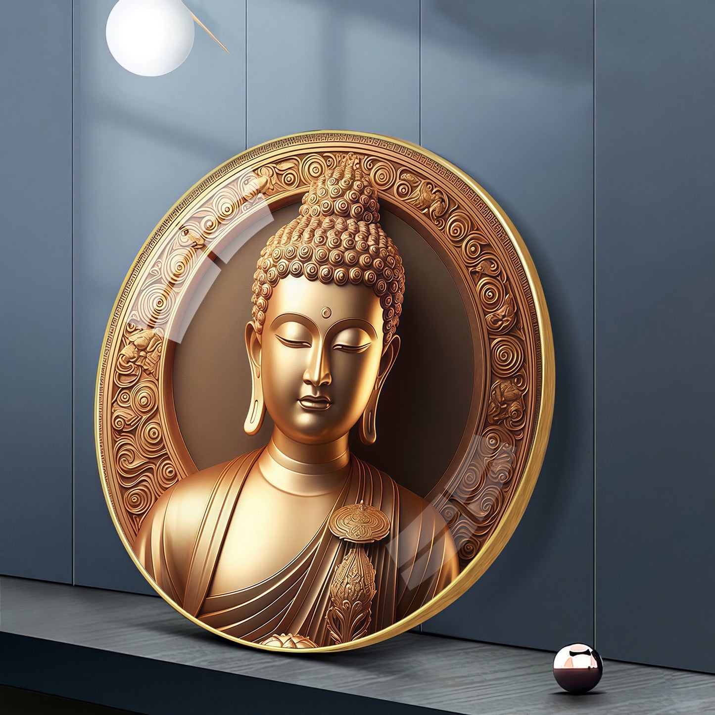 Blessings Of Buddha Premium Acrylic Round Wall Art