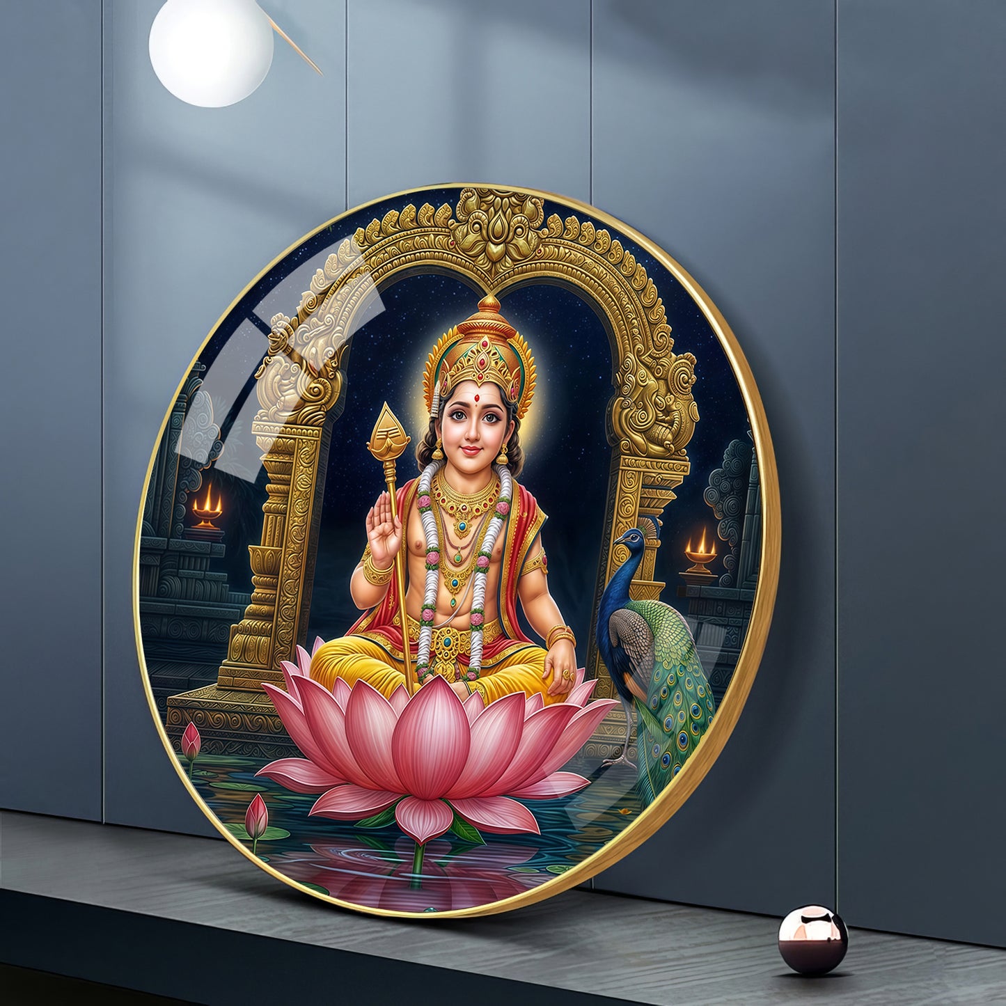 Goddess Laxmi Blessing Premium Acrylic Round Wall Art