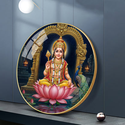 Goddess Laxmi Blessing Premium Acrylic Round Wall Art