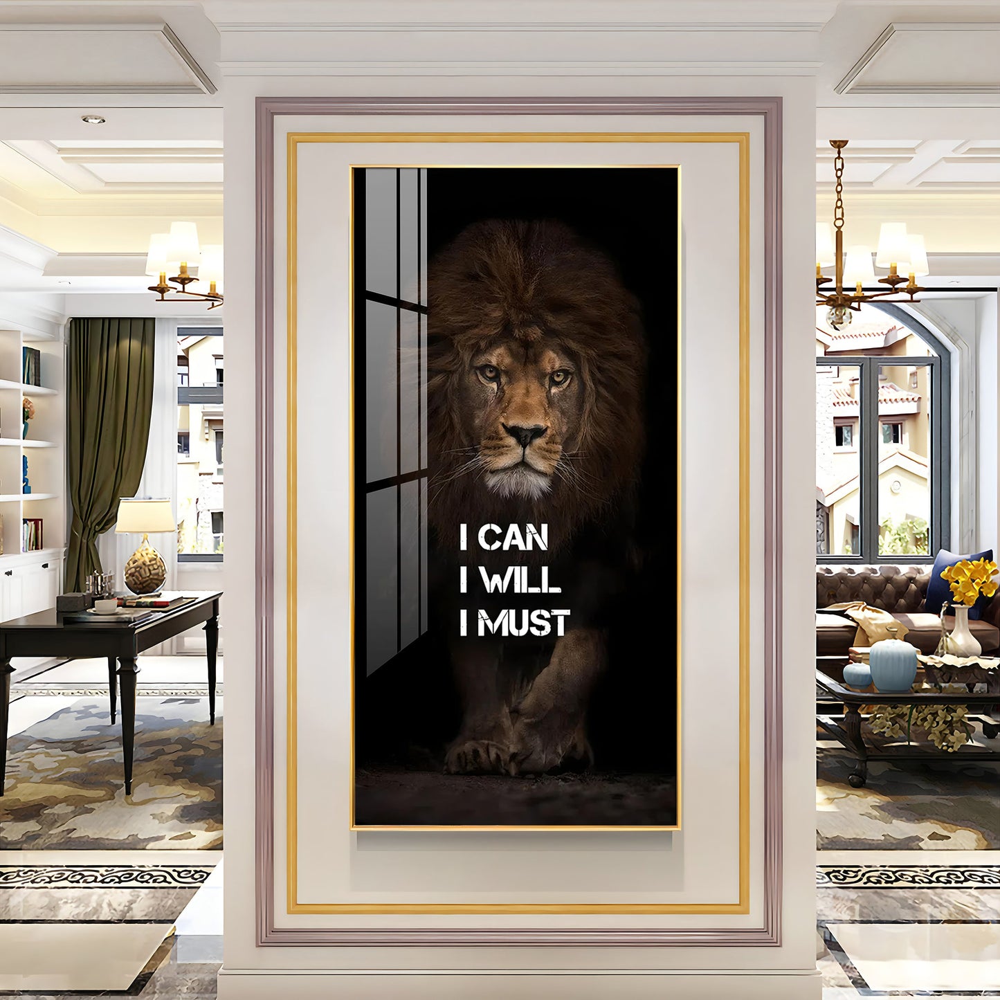 Be Like a Lion Premium Acrylic Vertical Wall Art - 30X16 inches / Gold