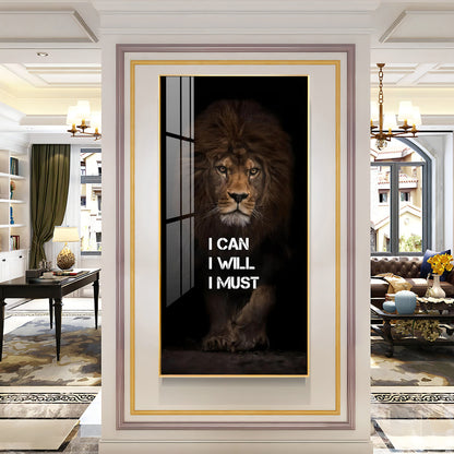 Be Like a Lion Premium Acrylic Vertical Wall Art - 30X16 inches / Gold