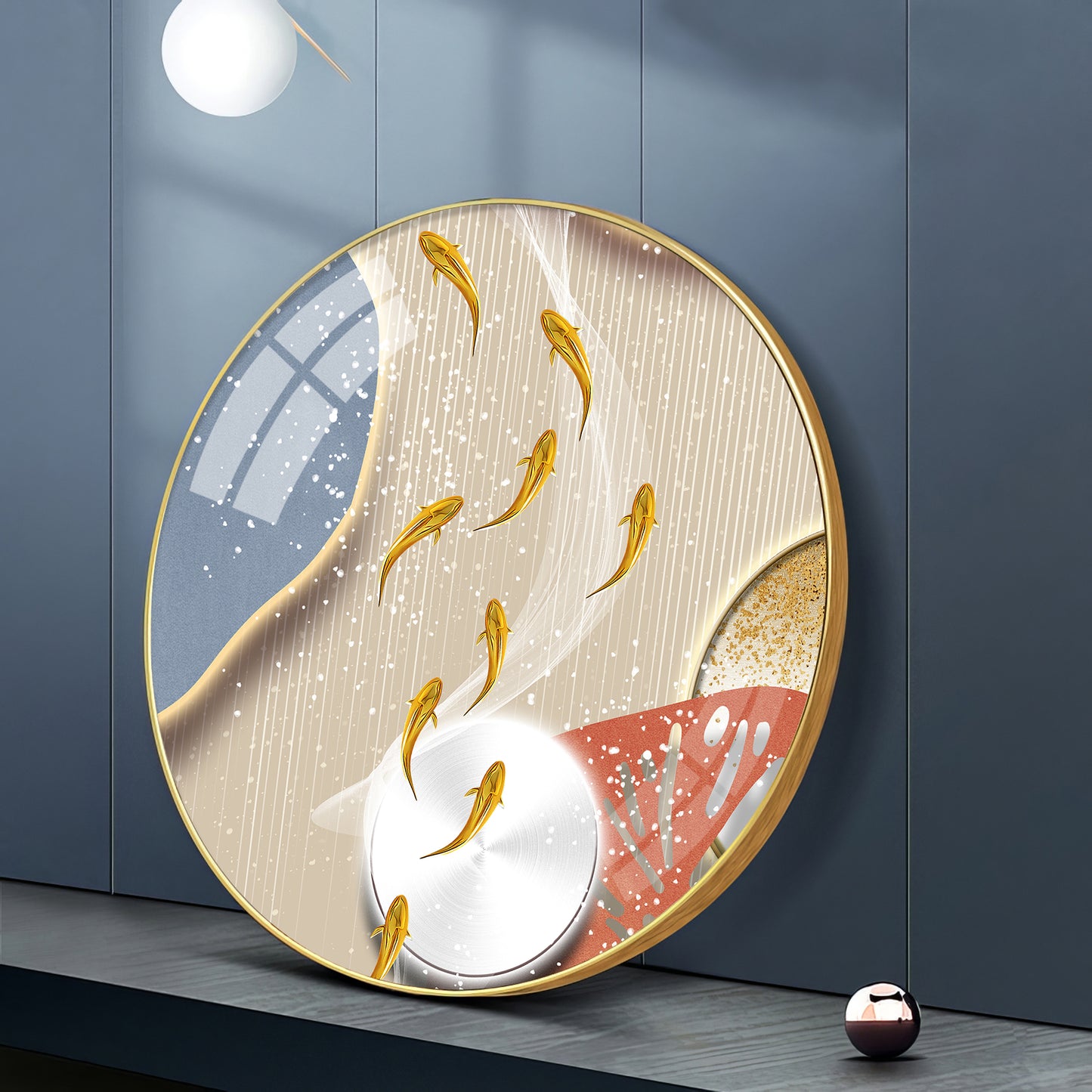 Aqua Whirl Premium Acrylic Round Wall Art