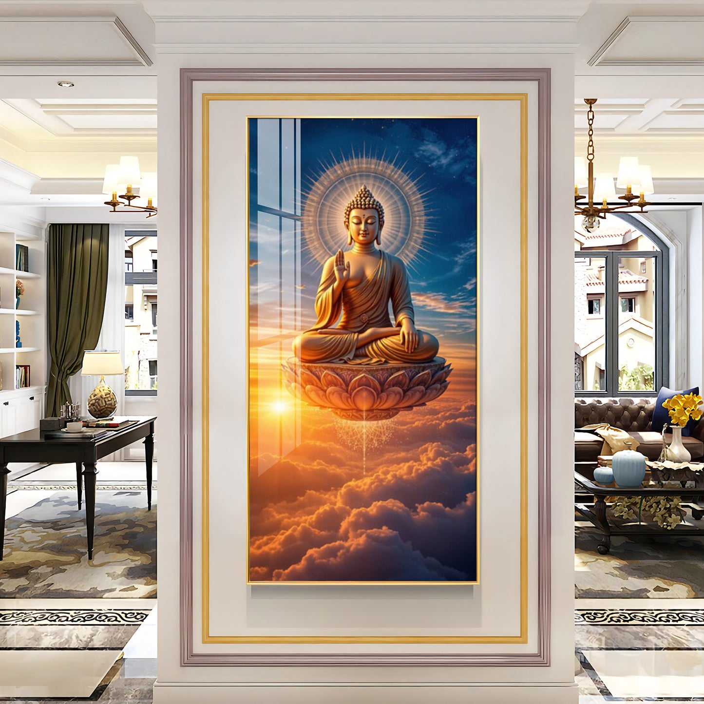 Buddha In The Clouds Premium Acrylic Vertical Wall Art