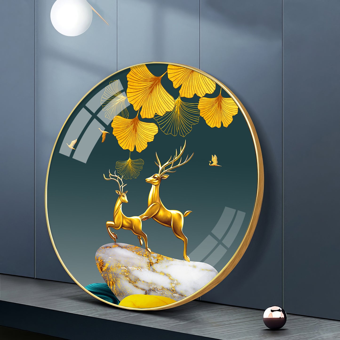 Dancing Antlers Premium Acrylic Round Wall Art