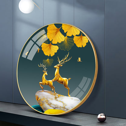 Dancing Antlers Premium Acrylic Round Wall Art