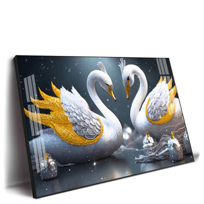 Lovely Swan Couple Premium Acrylic Horizontal Wall Art