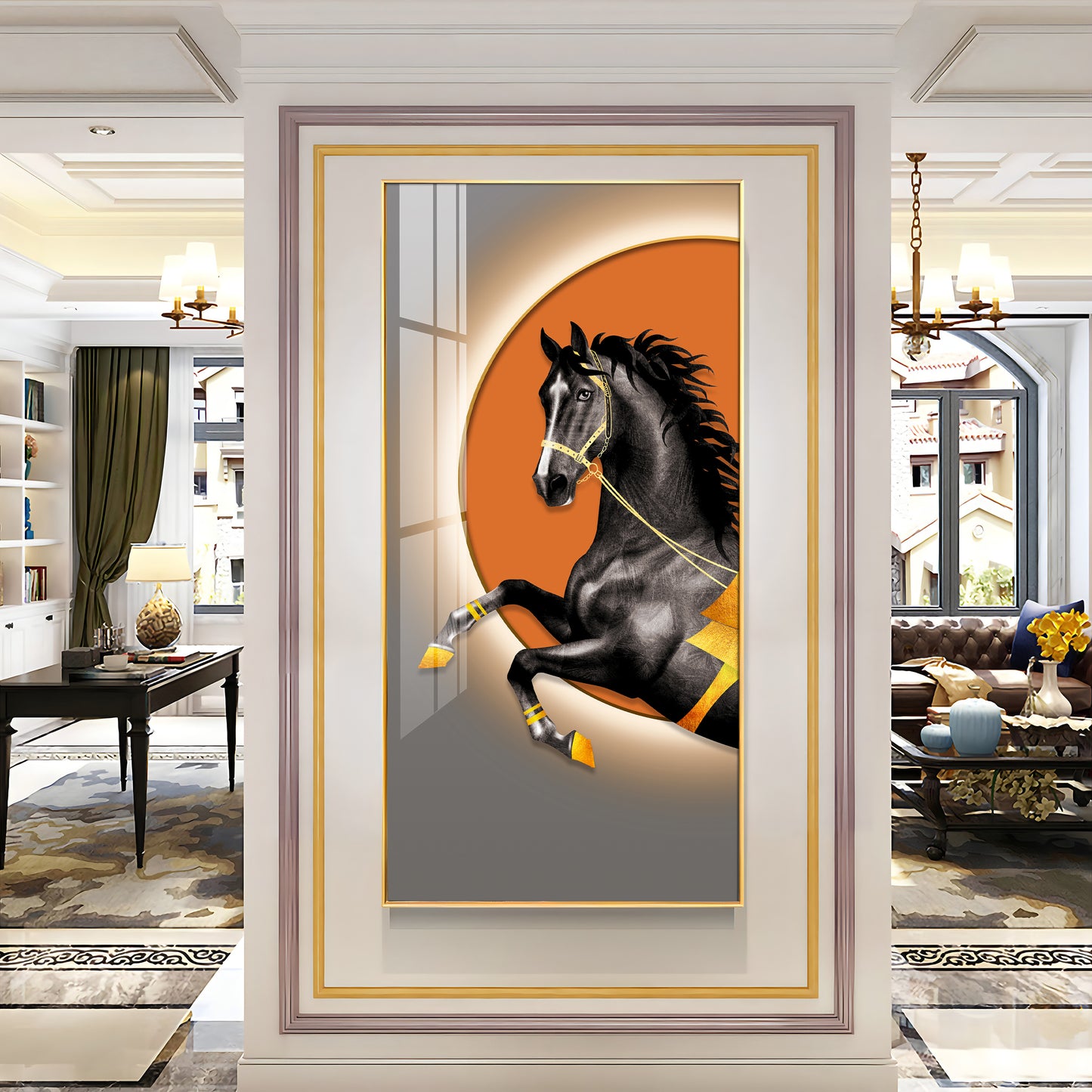 Luxury Court Horse Premium Acrylic Vertical Wall Art