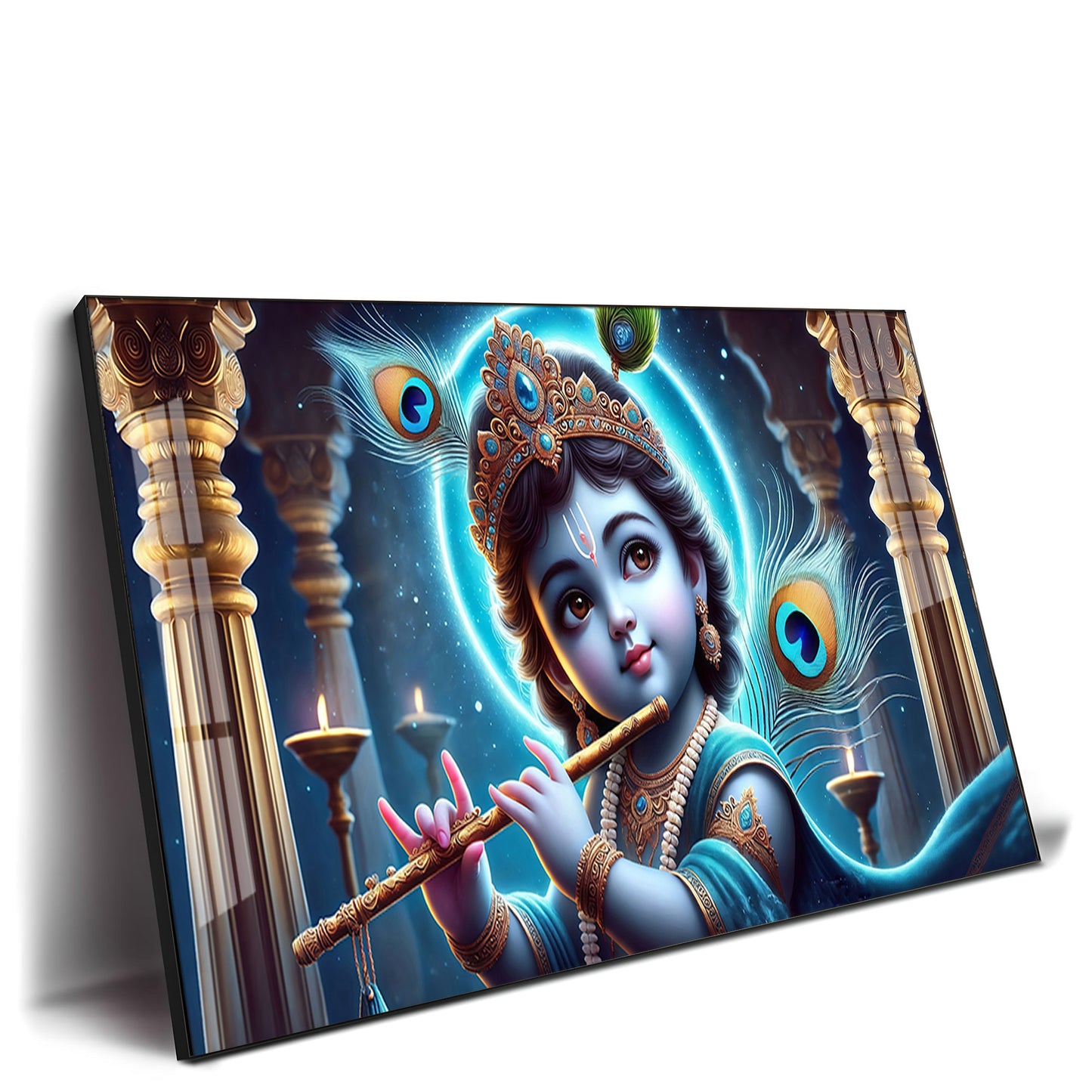 Little Krishna Blessing Premium Acrylic Horizontal Wall Art
