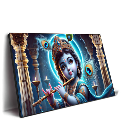 Little Krishna Blessing Premium Acrylic Horizontal Wall Art