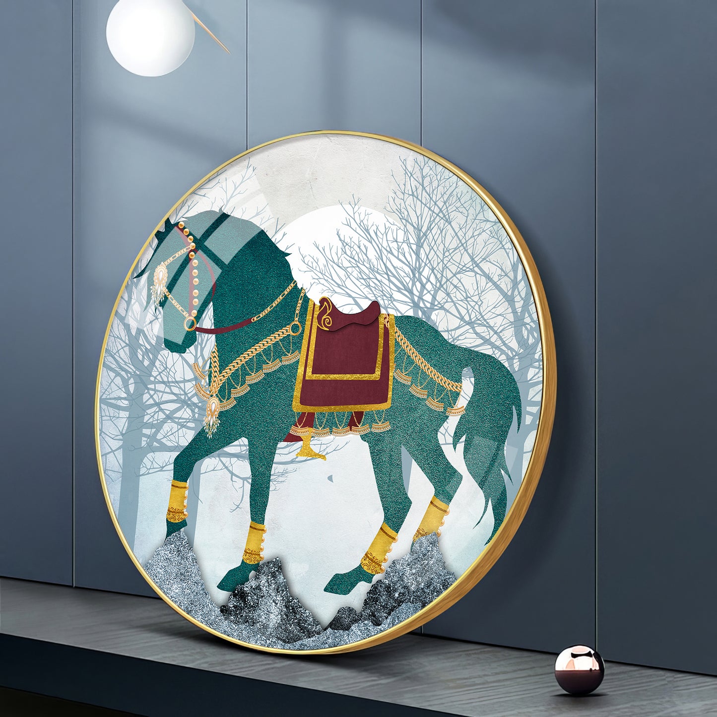 Horse Haven Premium Acrylic Round Wall Art