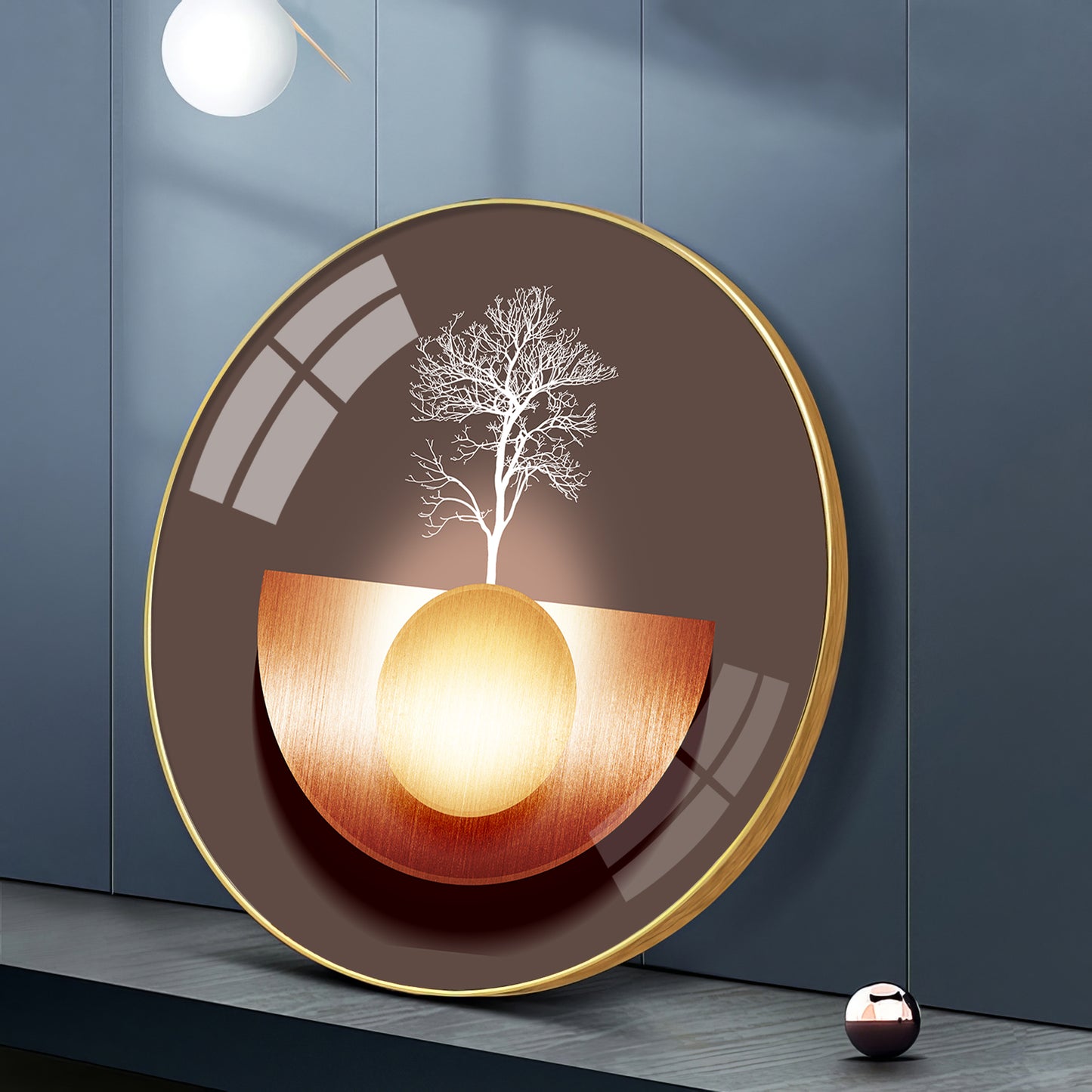 Reflective Arbor Premium Acrylic Round Wall Art