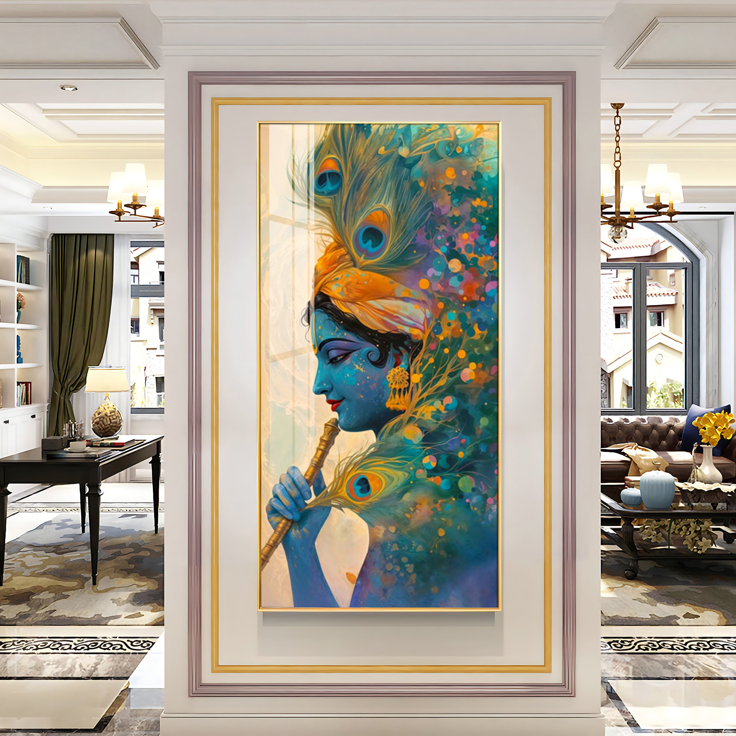 Krishna Portrait of Grace Premium Acrylic Vertical Wall Art