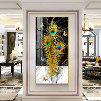 Krishna Mor Pankh Premium Acrylic Vertical Wall Art