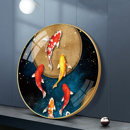 Koi Harmony Premium Acrylic Round Wall Art