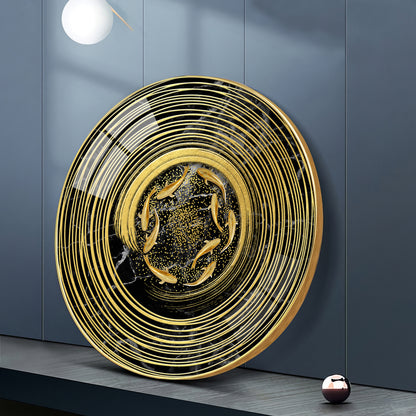 Koi In Spiral Premium Acrylic Round Wall Art