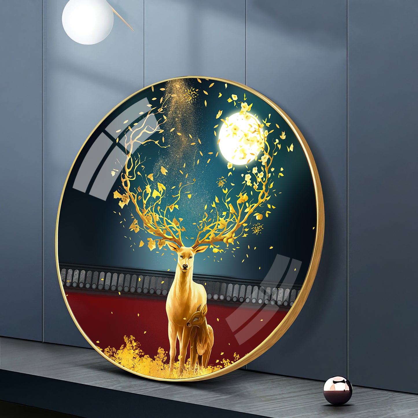 Celestial Deer Premium Acrylic Round Wall Art