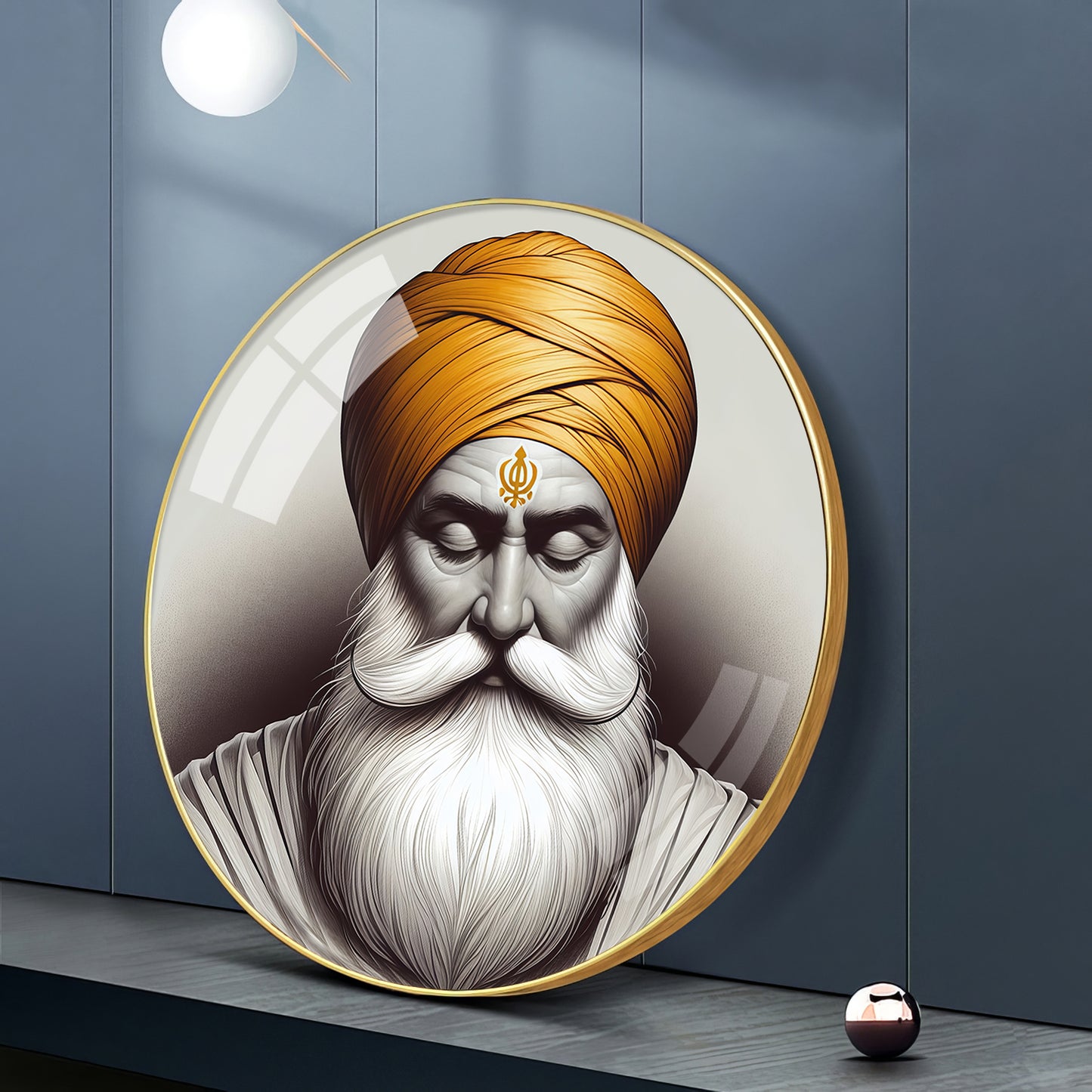 Guru Nanak Dev Ji Premium Acrylic Round Wall Art