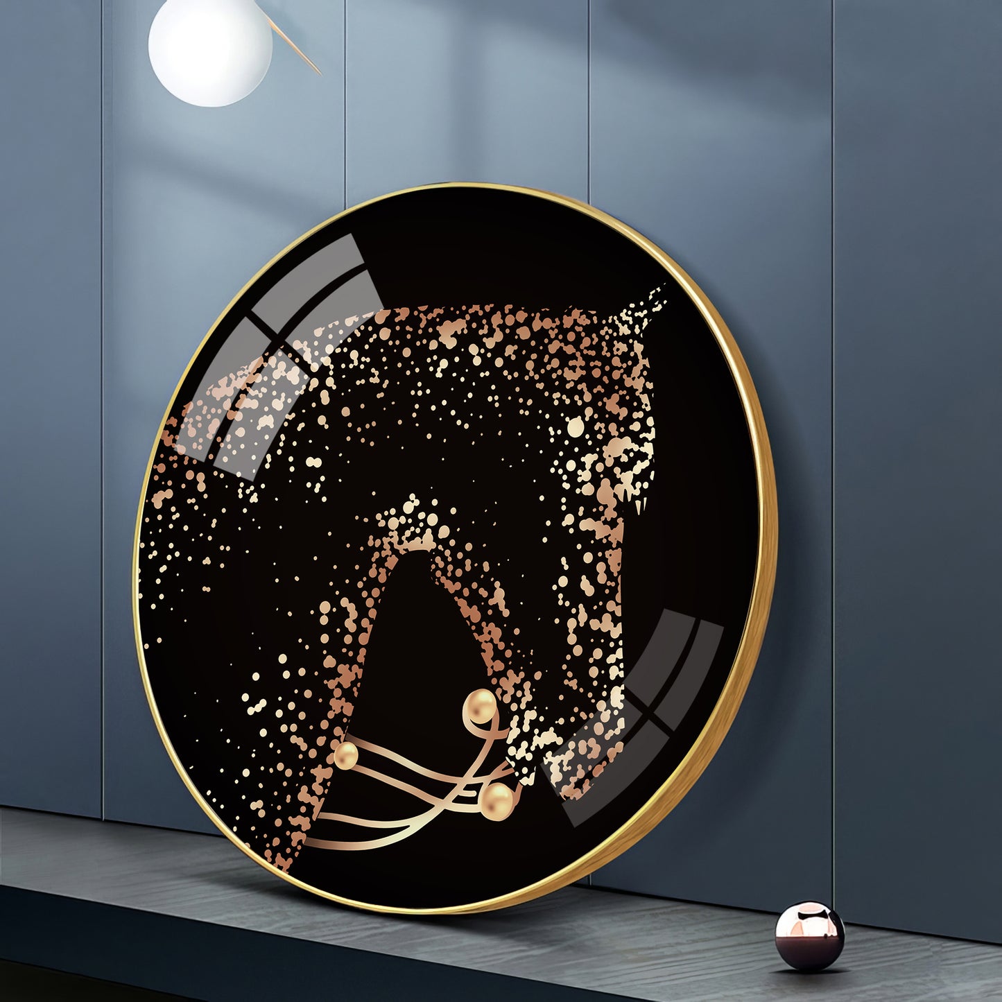 Golden Gallop Premium Acrylic Round Wall Art