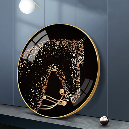 Golden Gallop Premium Acrylic Round Wall Art